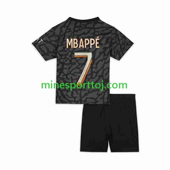 Paris Saint-Germain Kylian Mbappe 7 Børne Tredje Fodboldtrøje 2023-2024 Lange Ærmer