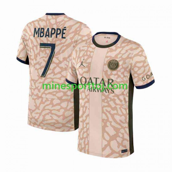 Paris Saint-Germain Kylian Mbappe 7 Herre Fjerde Fodboldtrøje 2023-2024 Lange Ærmer