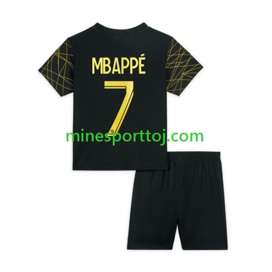 Paris Saint-Germain Mbappe 7 Børne Fjerde Fodboldtrøje 2022-2023 Lange Ærmer