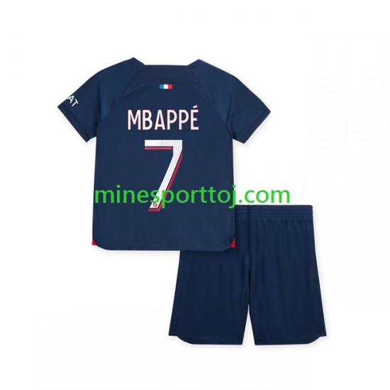Paris Saint-Germain Mbappe 7 Børne Hjemmebane Fodboldtrøje 2023-2024 Lange Ærmer