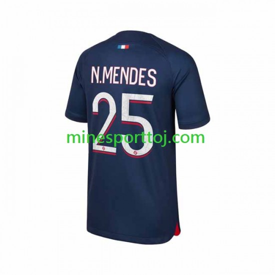 Paris Saint-Germain N.Mendes 25 Herre Hjemmebane Fodboldtrøje 2023-2024 Lange Ærmer