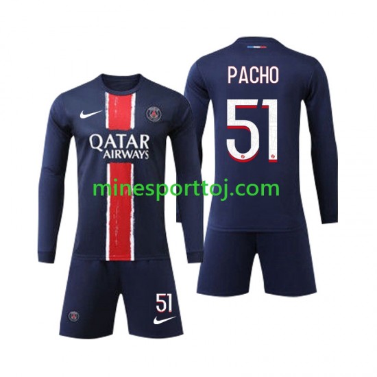 Paris Saint-Germain Pacho 51 Børne Hjemmebane Fodboldtrøje 2024-2025 med Korte Ærmer