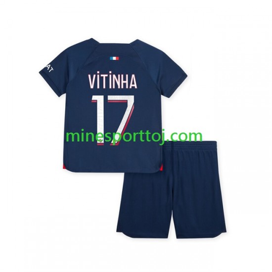 Paris Saint-Germain Vitinha 17 Børne Hjemmebane Fodboldtrøje 2023-2024 Lange Ærmer