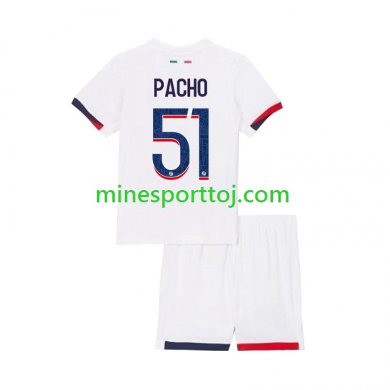 Paris Saint-Germain Willian Pacho 51 Børne Udebane Fodboldtrøje 2024-2025 Lange Ærmer