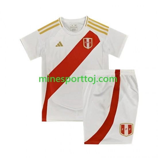 Peru Copa America 2024 Børne Hjemmebane Hvid Fodboldtrøje Lange Ærmer