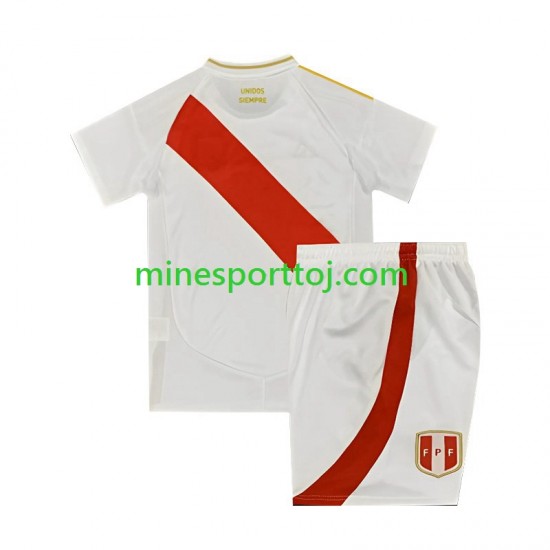 Peru Copa America 2024 Børne Hjemmebane Hvid Fodboldtrøje Lange Ærmer
