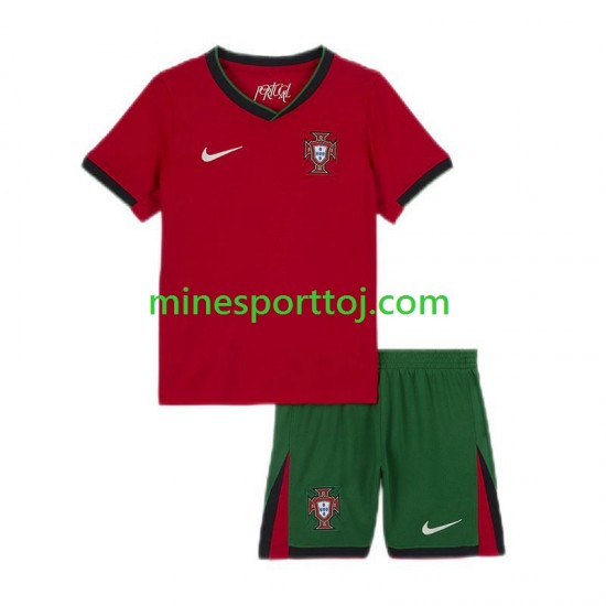 Portugal Euro 2024 Børne Hjemmebane Fodboldtrøje Lange Ærmer Portugal Euro 2024 Børne Hjemmebane Fodboldtrøje Lange Ærmer