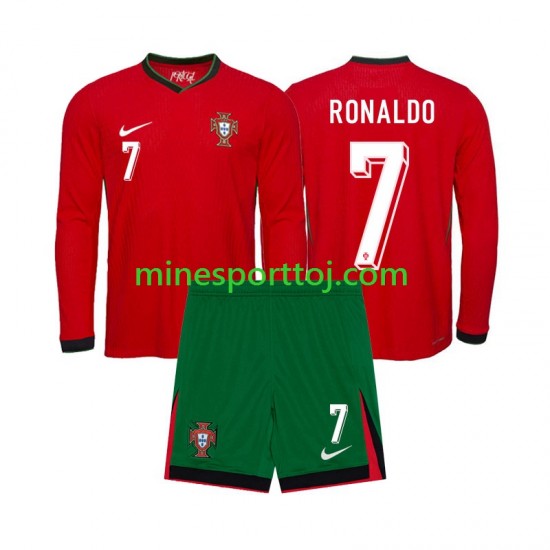 Portugal Ronaldo 7 Euro 2024 Børne Hjemmebane Fodboldtrøje med Korte Ærmer