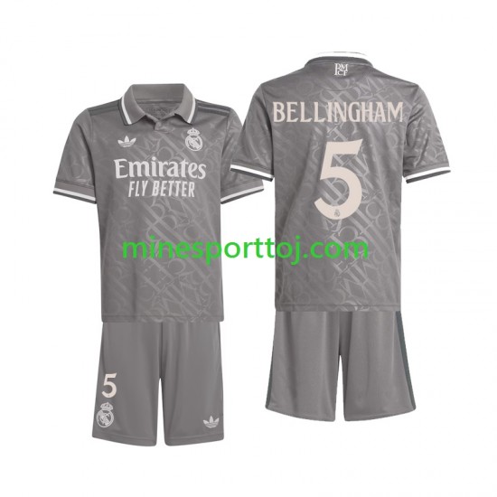 Real Madrid Bellingham 5 Børne Tredje Fodboldtrøje 2024-2025 Lange Ærmer