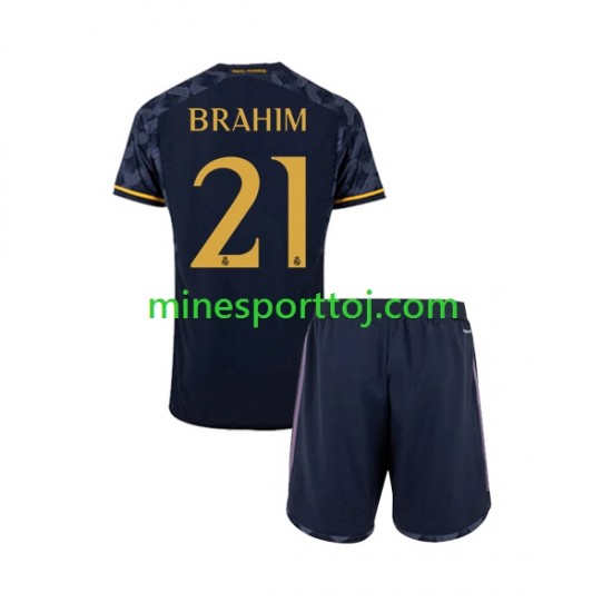 Real Madrid Brahim Diaz 21 Børne Udebane Fodboldtrøje 2023-2024 Lange Ærmer