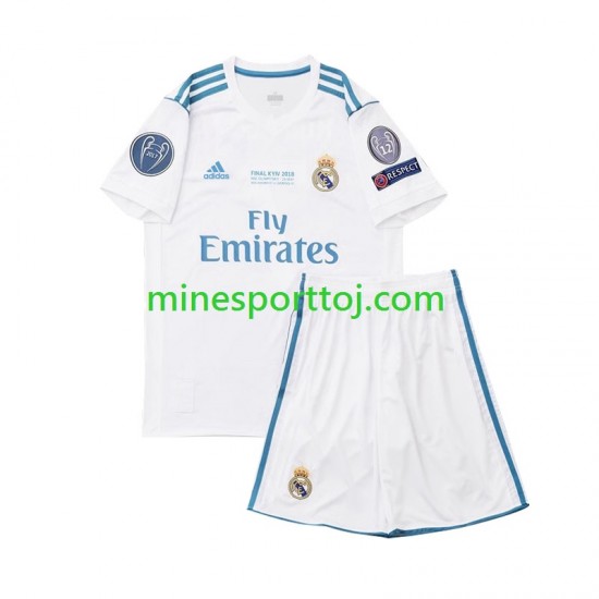 Real Madrid 2017 Børne Retro Hjemmebane Fodboldtrøje Lange Ærmer