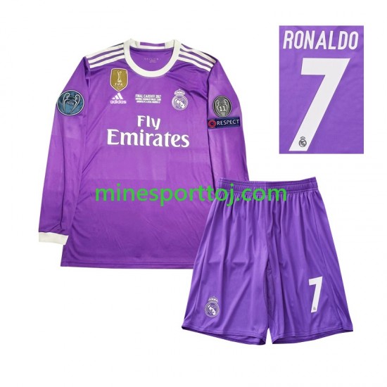 Real Madrid Cristiano Ronaldo 7 2016 Børne Retro Udebane Fodboldtrøje med Korte Ærmer