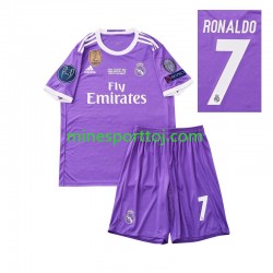 Real Madrid Cristiano Ronaldo 7 2016 Børne Retro Udebane Fodboldtrøje Lange Ærmer