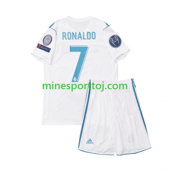 Real Madrid Cristiano Ronaldo 7 2017 Børne Retro Hjemmebane Fodboldtrøje Lange Ærmer