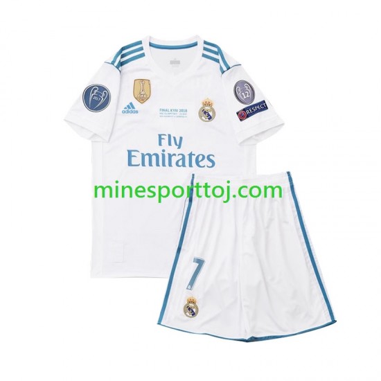 Real Madrid Cristiano Ronaldo 7 2017 Børne Retro Hjemmebane Fodboldtrøje Lange Ærmer