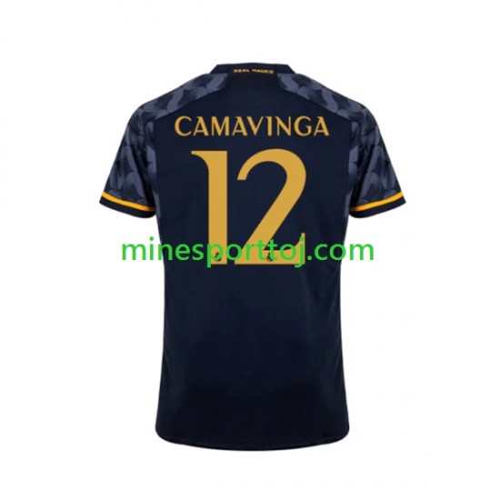 Real Madrid EDUARDO CAMAVINGA 12 Herre Udebane Fodboldtrøje 2023-2024 Lange Ærmer