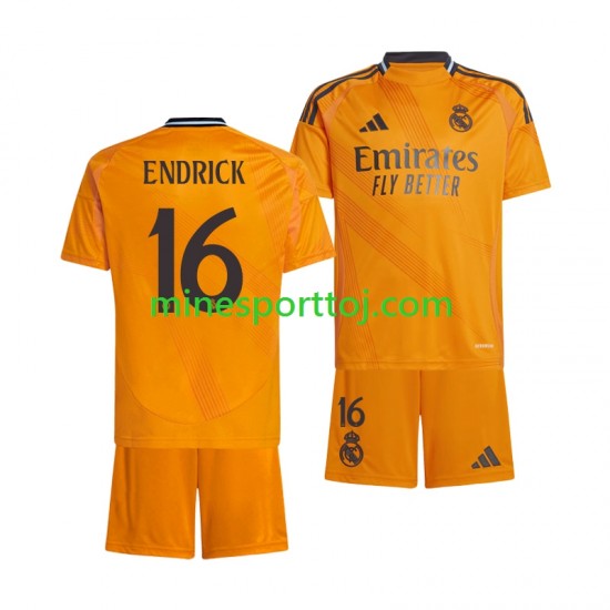 Real Madrid ENDRICK 16 Børne Udebane Fodboldtrøje 2024-2025 Lange Ærmer