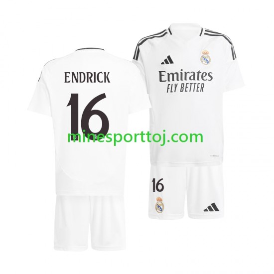 Real Madrid ENDRICK 16 Børne Hjemmebane Fodboldtrøje 2024-2025 Lange Ærmer
