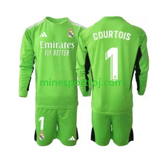 Real Madrid Målmand Thibaut Courtois 1 Børne Hjemmebane Fodboldtrøje 2023-2024 med Korte Ærmer