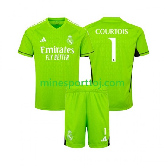 Real Madrid Målmand Thibaut Courtois 1 Børne Hjemmebane Fodboldtrøje 2023-2024 Lange Ærmer