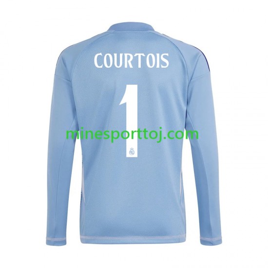 Real Madrid Målmand Thibaut Courtois 1 Herre Hjemmebane Blå Fodboldtrøje 2024-2025 med Korte Ærmer