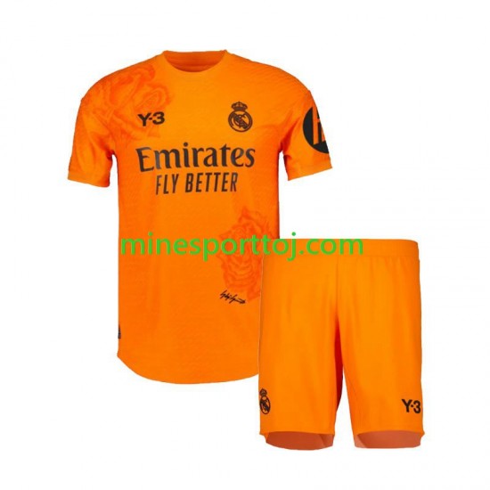 Real Madrid Målmand Y3 Børne Tredje Orange Fodboldtrøje 2023-2024 Lange Ærmer