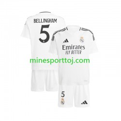 Real Madrid Jude Bellingham 5 Børne Hjemmebane Hvid Fodboldtrøje 2024-2025 Lange Ærmer