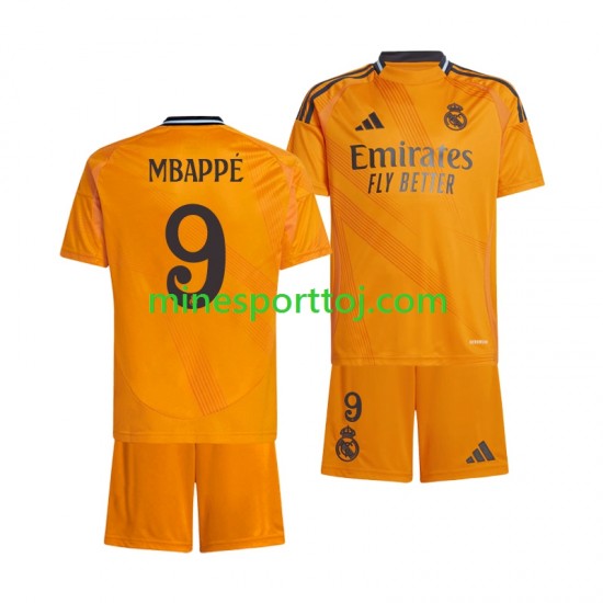 Real Madrid Kylian Mbappe 9 Børne Udebane Fodboldtrøje 2024-2025 Lange Ærmer