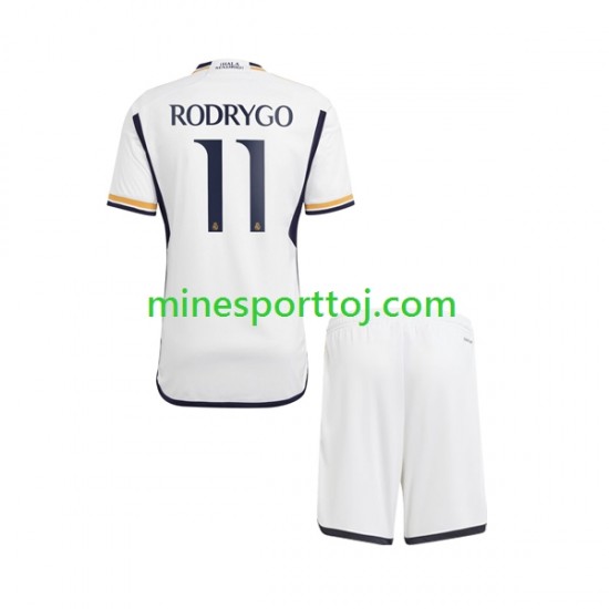 Real Madrid Rodrygo Goes 11 Børne Hjemmebane Fodboldtrøje 2023-2024 Lange Ærmer