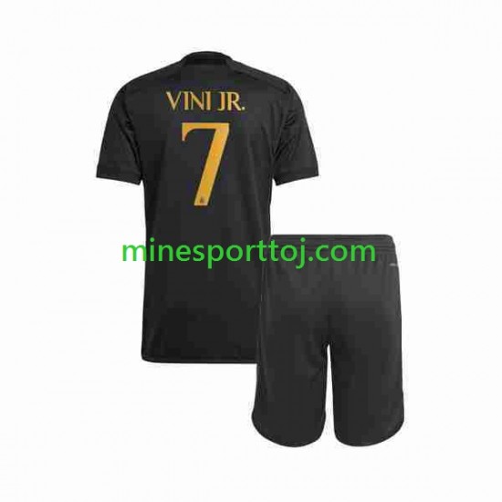 Real Madrid Vini Jr 7 Børne Tredje Fodboldtrøje 2023-2024 Lange Ærmer