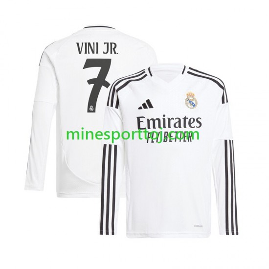 Real Madrid Vinicius Junior 7 Herre Hjemmebane Hvid Fodboldtrøje 2024-2025 med Korte Ærmer