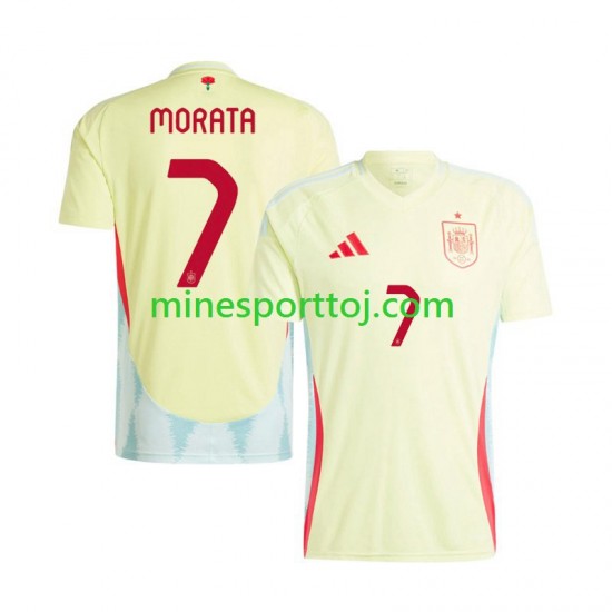 Spanien Alvaro Morata 7 Euro 2024 Herre Udebane Fodboldtrøje Lange Ærmer