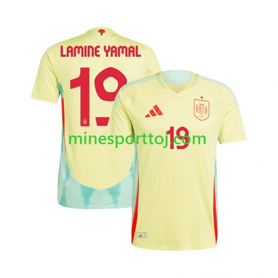 Spanien LAMINE YAMAL 19 Euro 2024 Herre Udebane Fodboldtrøje Lange Ærmer Spanien LAMINE YAMAL 19 Euro 2024 Herre Udebane Fodboldtrøje Lange Ærmer