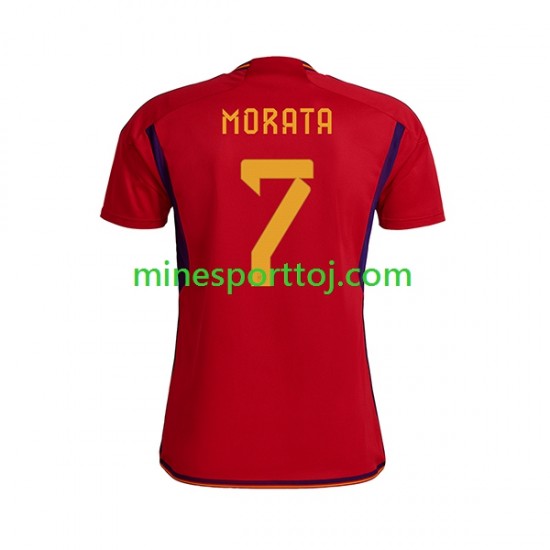 Spanien MORATA 7 Herre Hjemmebane Fodboldtrøje VM 2022 Lange Ærmer Spanien MORATA 7 Herre Hjemmebane Fodboldtrøje VM 2022 Lange Ærmer
