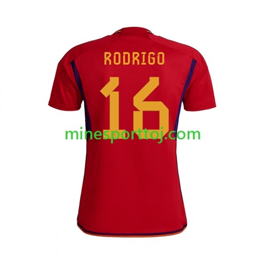 Spanien RODRIGO 16 Herre Hjemmebane Fodboldtrøje VM 2022 Lange Ærmer
