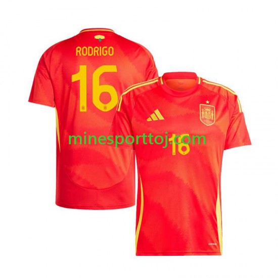 Spanien Rodrigo 16 Euro 2024 Herre Hjemmebane Fodboldtrøje Lange Ærmer Spanien Rodrigo 16 Euro 2024 Herre Hjemmebane Fodboldtrøje Lange Ærmer