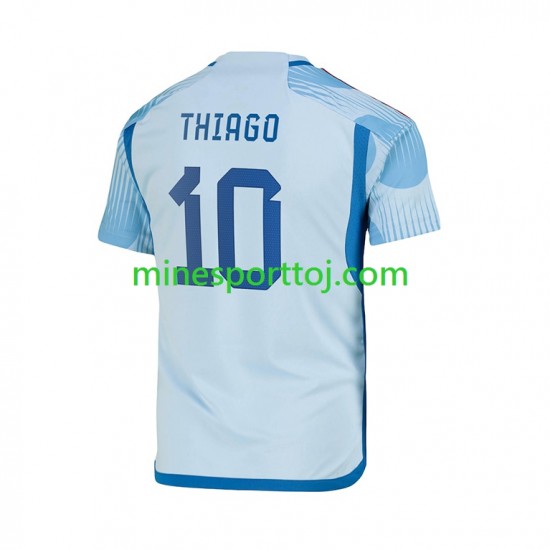 Spanien Thiago 10 Herre Udebane Fodboldtrøje VM 2022 Lange Ærmer