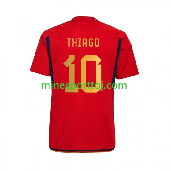 Spanien Thiago 10 Herre Hjemmebane Fodboldtrøje VM 2022 Lange Ærmer