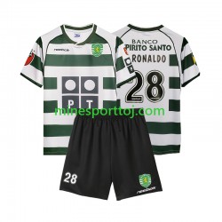 Sporting CP Cristiano Ronaldo 28 2001 2003 Børne Retro Hjemmebane Fodboldtrøje Lange Ærmer