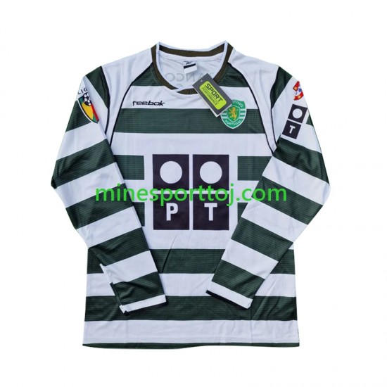 Sporting CP 2001 2003 Herre Retro Hjemmebane Fodboldtrøje med Korte Ærmer