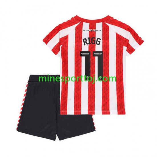 Sunderland Chris Rigg 11 Børne Hjemmebane Fodboldtrøje 2024-2025 Lange Ærmer