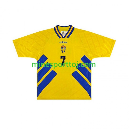 Sverige Henrik Larsson 7 1994 Herre Retro Hjemmebane Fodboldtrøje Lange Ærmer