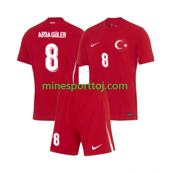 Tyrkiet Arda Guler 8 Euro 2024 Børne Udebane Fodboldtrøje Lange Ærmer