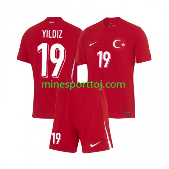 Tyrkiet Kenan Yıldız 19 Euro 2024 Børne Udebane Fodboldtrøje Lange Ærmer