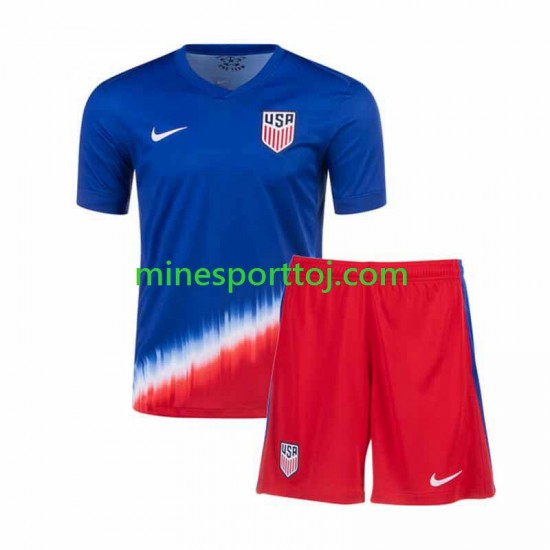 USA 2024 Børne Udebane Fodboldtrøje Lange Ærmer