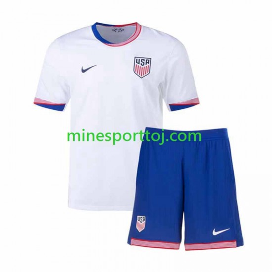 USA 2024 Børne Hjemmebane Fodboldtrøje Lange Ærmer