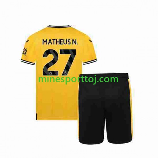 Wolverhampton Wanderers Matheus Nunes 27 Børne Hjemmebane Fodboldtrøje 2023-2024 Lange Ærmer