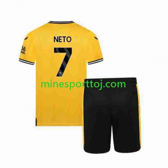 Wolverhampton Wanderers NETO 7 Børne Hjemmebane Fodboldtrøje 2023-2024 Lange Ærmer Wolverhampton Wanderers NETO 7 Børne Hjemmebane Fodboldtrøje 2023-2024 Lange Ærmer