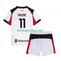 AC Milan Christian Pulisic 11 Børne Udebane Fodboldtrøje 2025-2026 Lange Ærmer