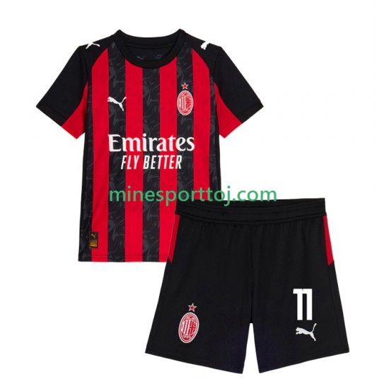 AC Milan Christian Pulisic 11 Børne Hjemmebane Fodboldtrøje 2025-2026 Lange Ærmer